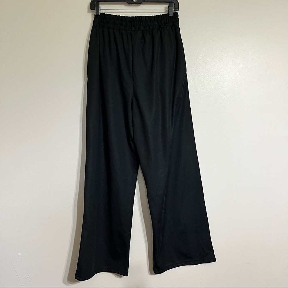 NWT Women's Top Shop Wide Leg Black Pants With Pockets Size 8-10 - Picture 1 of 7
